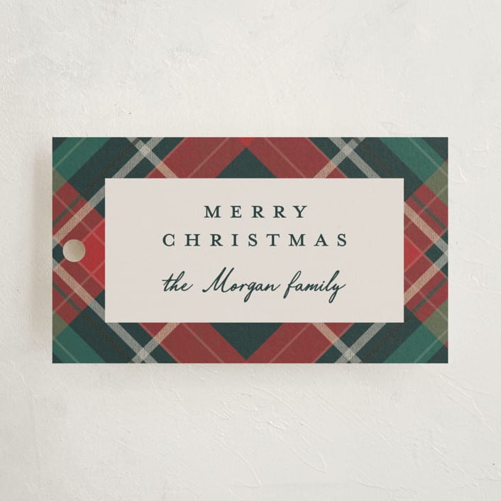 "Fancy Plaid" - Gift Tags in Coal by Petra Kern - Front