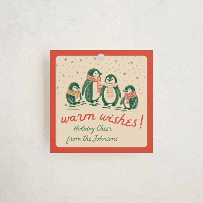 "Warm Wishes" - Gift Tags in Poinsettia by Jenna Holcomb - Front