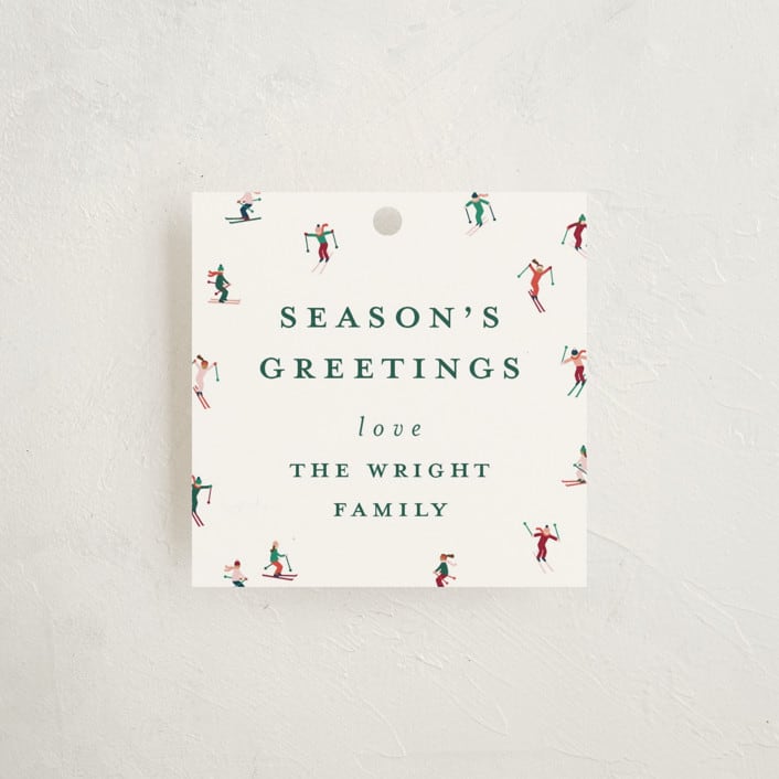"festive skiers" - Gift Tags in Forest by Ellen Schlegelmilch - Front
