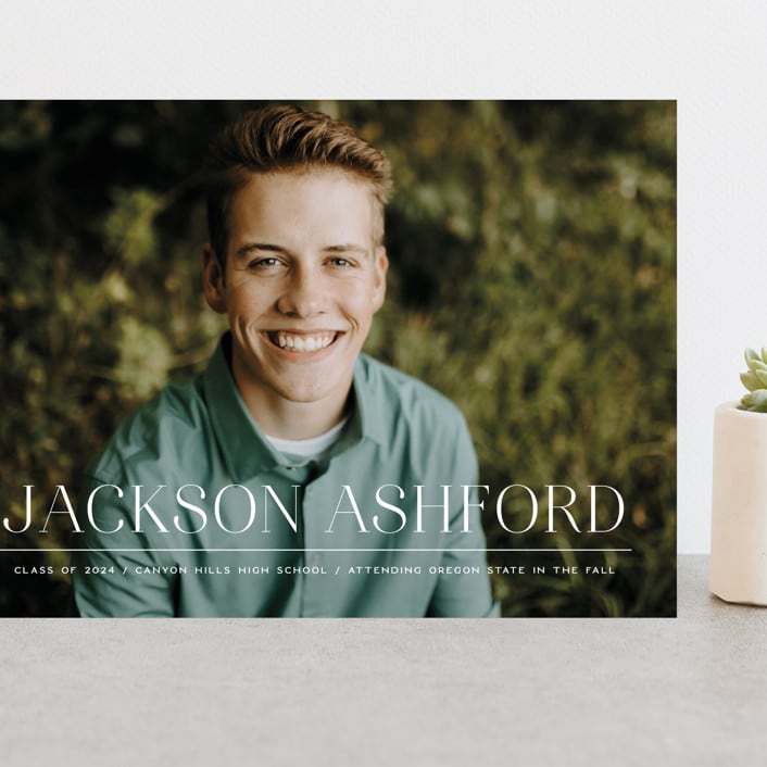 "Classy Stack" - Graduation Announcements in Limestone by Erica Krystek - Front
