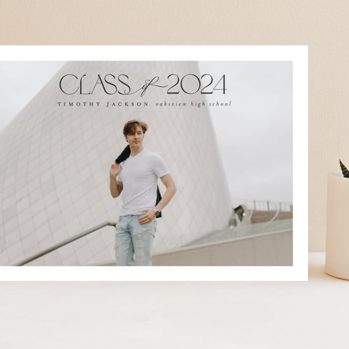 "Class" - Graduation Announcements in Charcoal by Nicole Walsh - Front