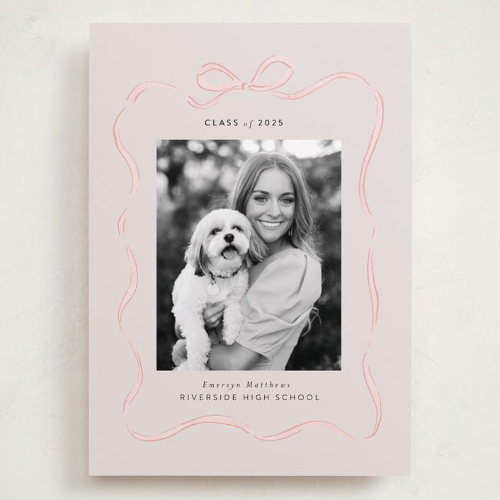 "Ribbon Frame" - Graduation Announcements in Blush by Itsy Belle Studio - Front