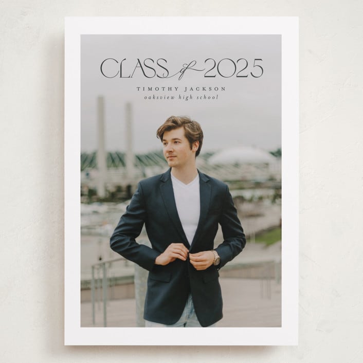 "Class" - Graduation Announcements in Charcoal by Nicole Walsh - Front