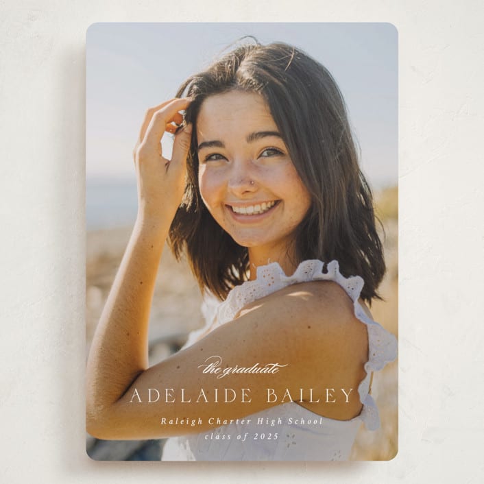 "graceful" - Graduation Announcements in Cotton by Emily Sabol Goss - Front