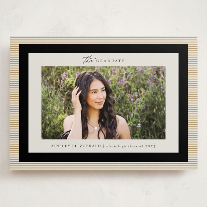 "Modern striped frame" - Graduation Announcements in Noir by Jackie Crawford - Front