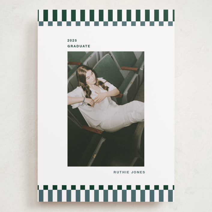 "Checked Out" - Graduation Announcements in Pine by Rachel Cassel - Front