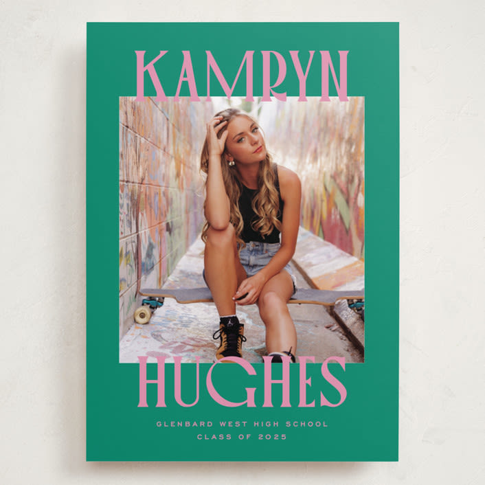 "Kamryn" - Graduation Announcements in Emerald by Erin German - Front