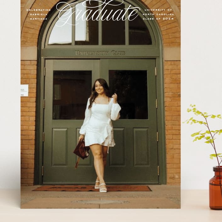 "Legato" - Graduation Announcements in Crisp Linen by Erin L. Wilson - Front