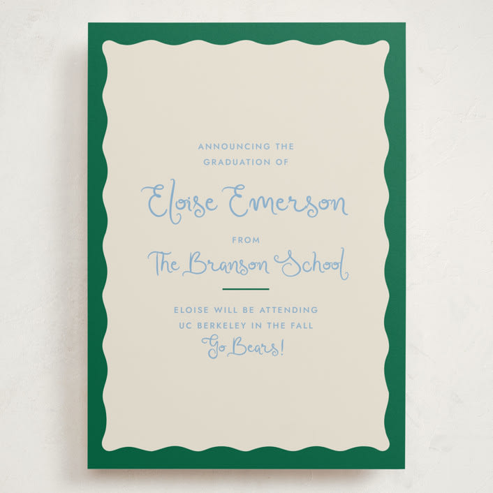 "Augusta" - Graduation Announcements in Tide by Megan Davis - Front