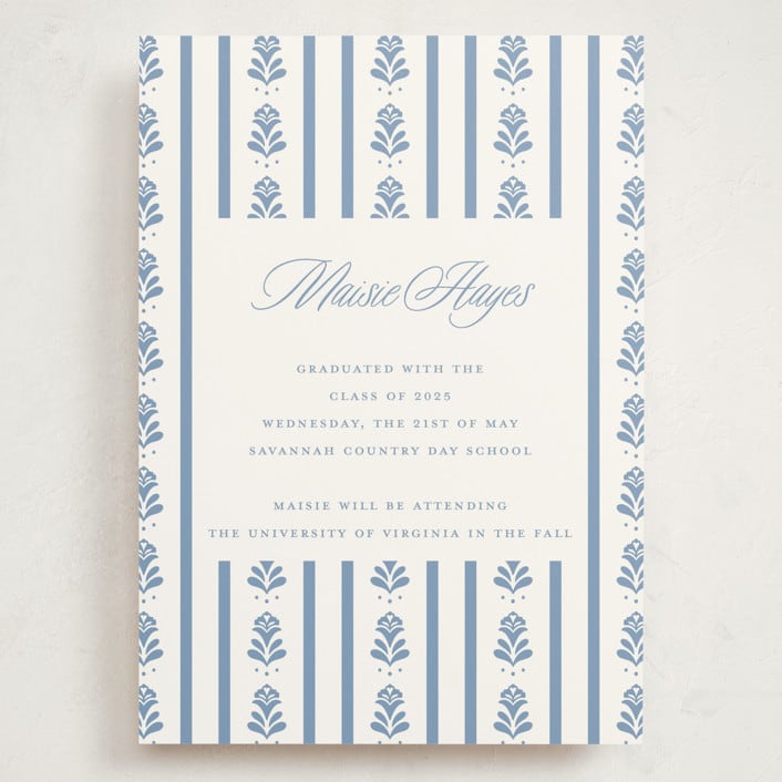 "Sweet Garden" - Graduation Announcements in Provincial Blue by Erin German - Front
