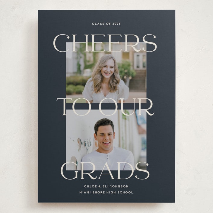 "Double the cheers" - Graduation Announcements in Nightsky by Pati Cascino - Front