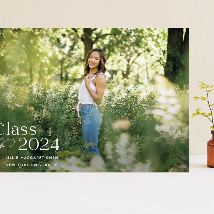 "Classical Grad" - Graduation Announcements in Blanco by Megan Davis - Front