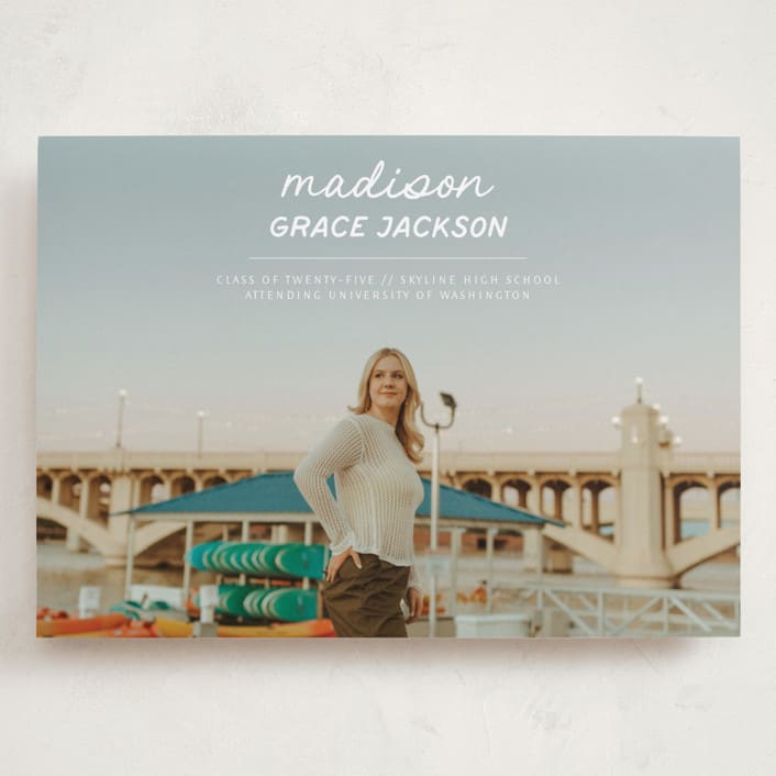 "Handwritten Stack" - Graduation Announcements in Snow by Stephanie Heinrich Godbout - Front