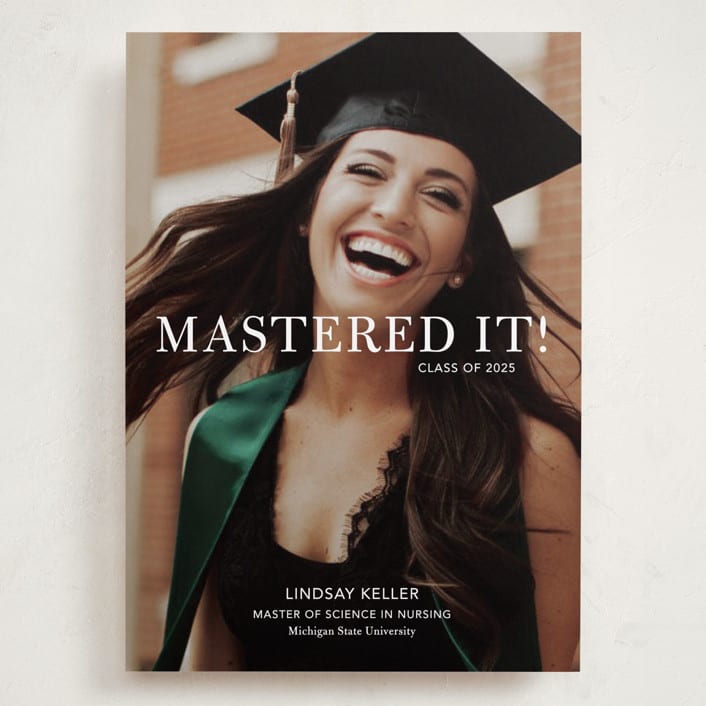"Mastered It" - Graduation Announcements in Snow by Stacie Stankos - Front