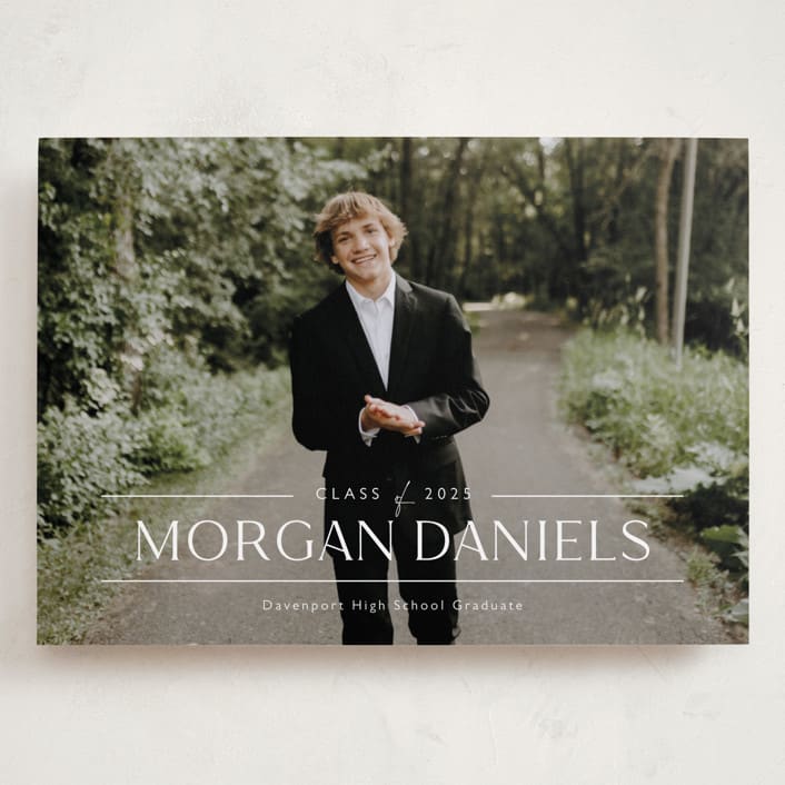 "Grad in Overlay" - Graduation Announcements in Eggshell by Carolyn MacLaren - Front
