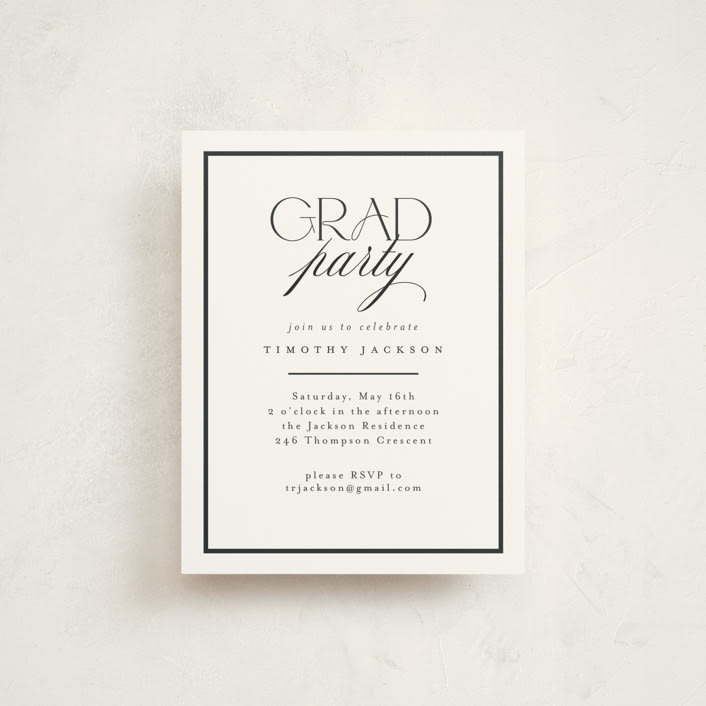 "Class" - Graduation Insert Cards in Charcoal by Nicole Walsh - Front
