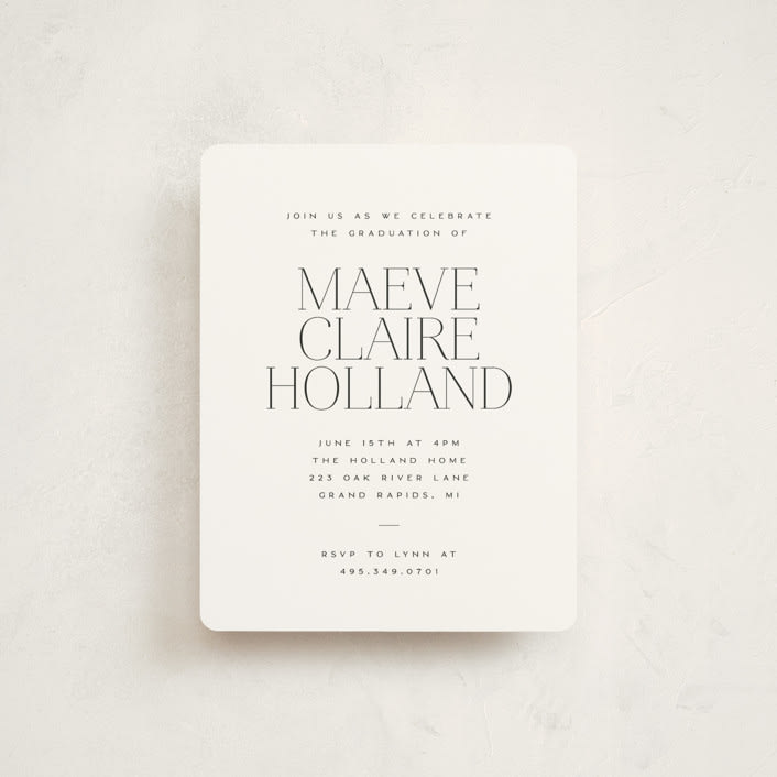 "editorial serif" - Graduation Insert Cards in Cotton by Ellen Schlegelmilch - Front