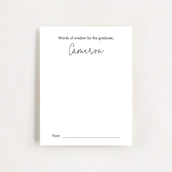 "Advice for the Grad" - Graduation Insert Cards in Noir by Minted - Front