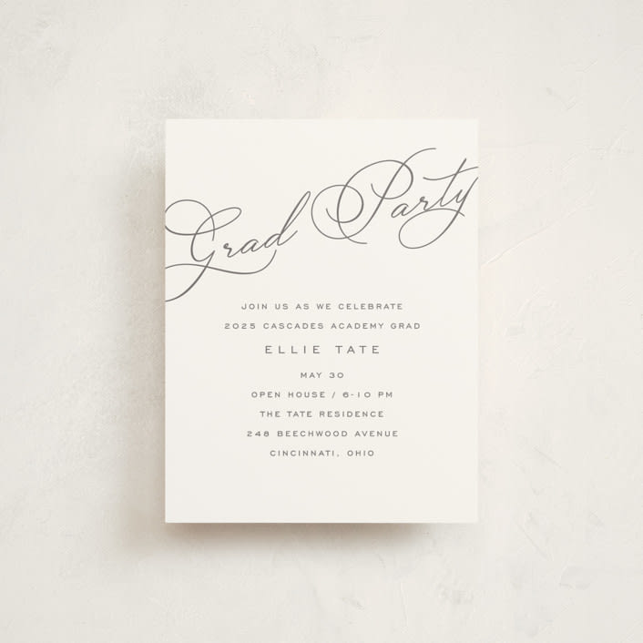 "Timeless Script" - Graduation Insert Cards in Cotton by Susan Zinader - Front