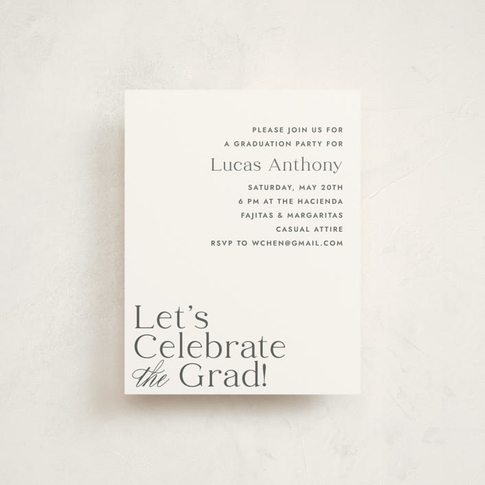"Classical Grad" - Graduation Insert Cards in Blanco by Megan Davis - Front