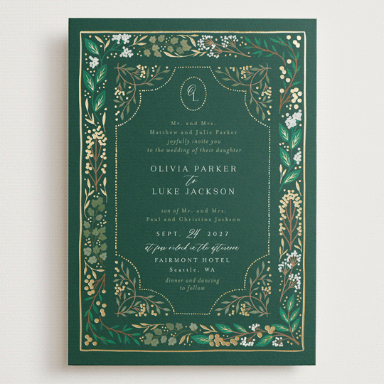 "Illuminated Storybook" - Wedding Invitations in Evergreen by Alethea and Ruth - Front