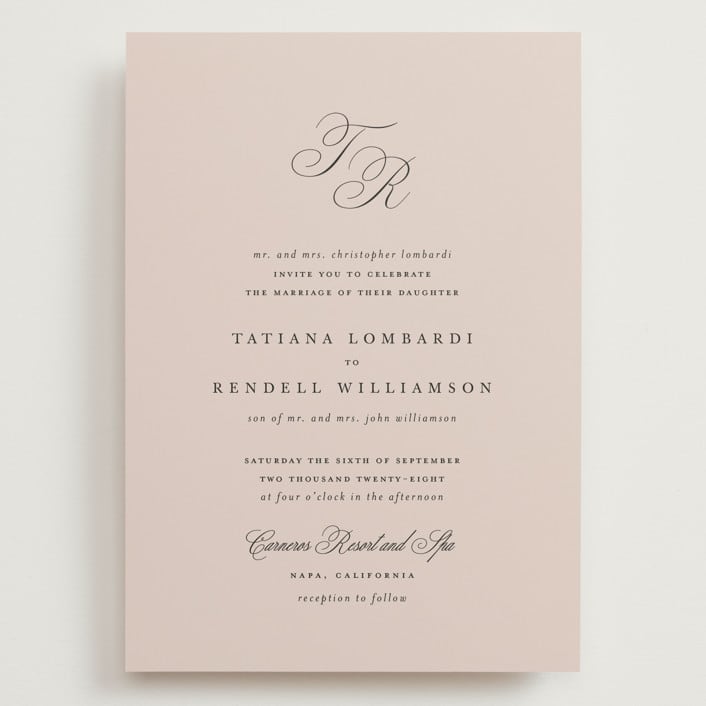 "Arch Monogram" - Wedding Invitations in Dusty Rose by Kelly Schmidt - Front