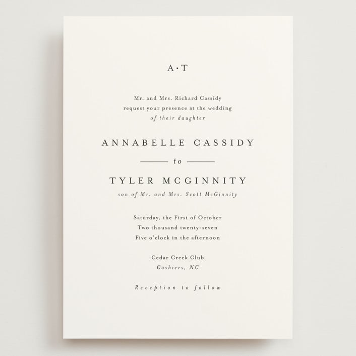 "Cedar creek" - Wedding Invitations in Cotton by Stacey Meacham - Front