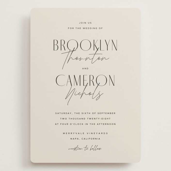 "Arabilla Overlap" - Wedding Invitations in Linen by Kelly Schmidt - Front