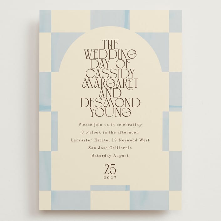 "Checker Wash" - Wedding Invitations in Ivory by Baumbirdy - Front