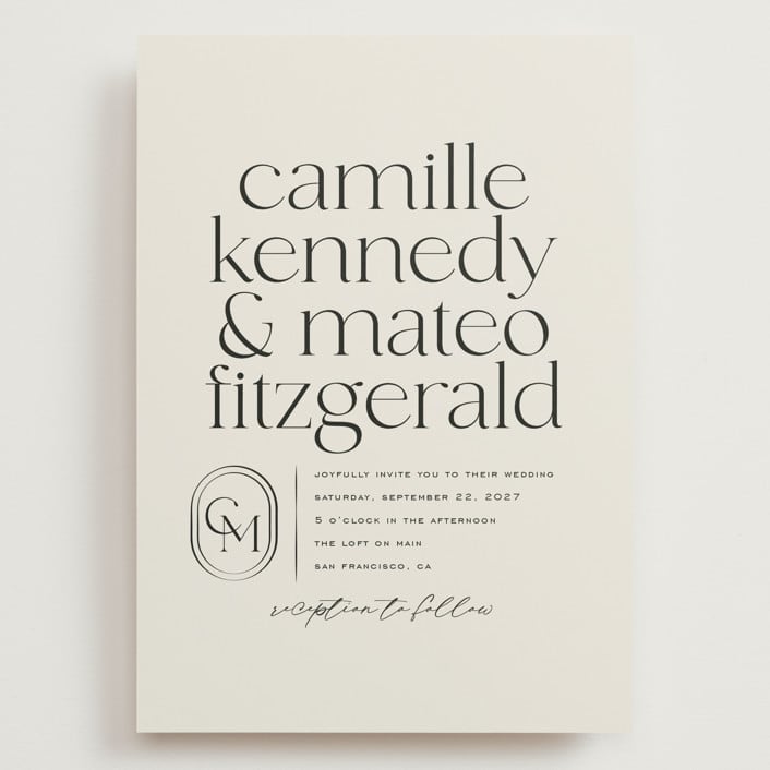 "Modern Monogram" - Wedding Invitations in Latte by Jackie Crawford - Front