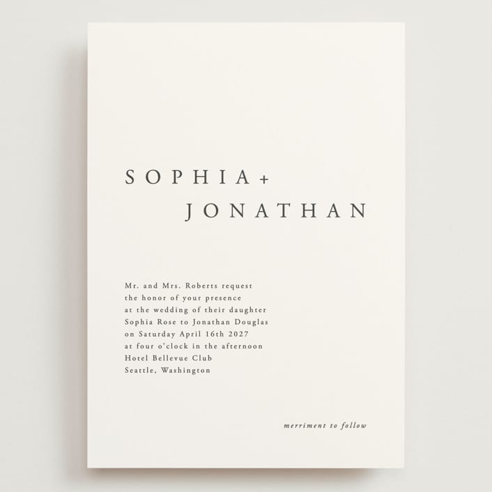 "The Minimalist" - Wedding Invitations in Air by lulu and isabelle - Front