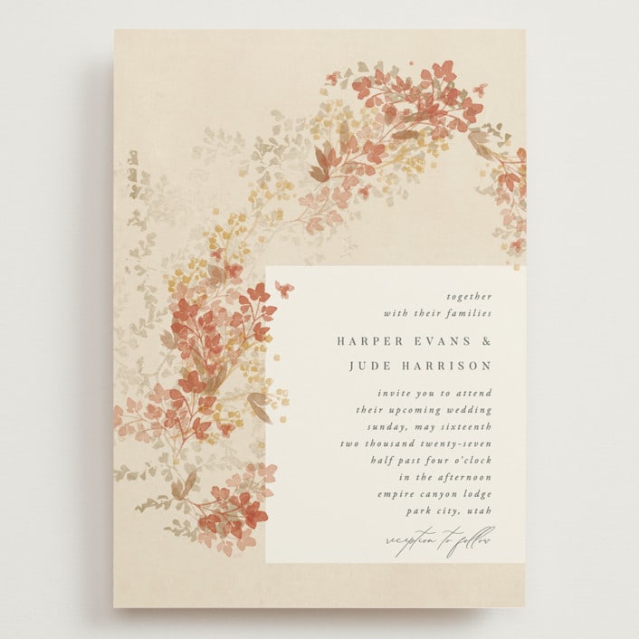 "Falling Foliage" - Wedding Invitations in Stone by Robert and Stella - Front