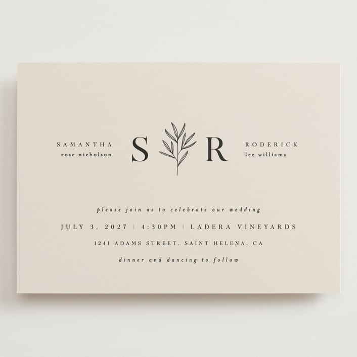 "Italia" - Wedding Invitations in Taupe by Kelly Schmidt - Front