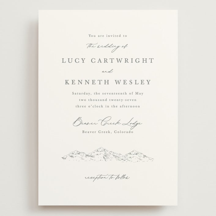 "Mountainview" - Wedding Invitations in Pewter by Sarah Brown - Front