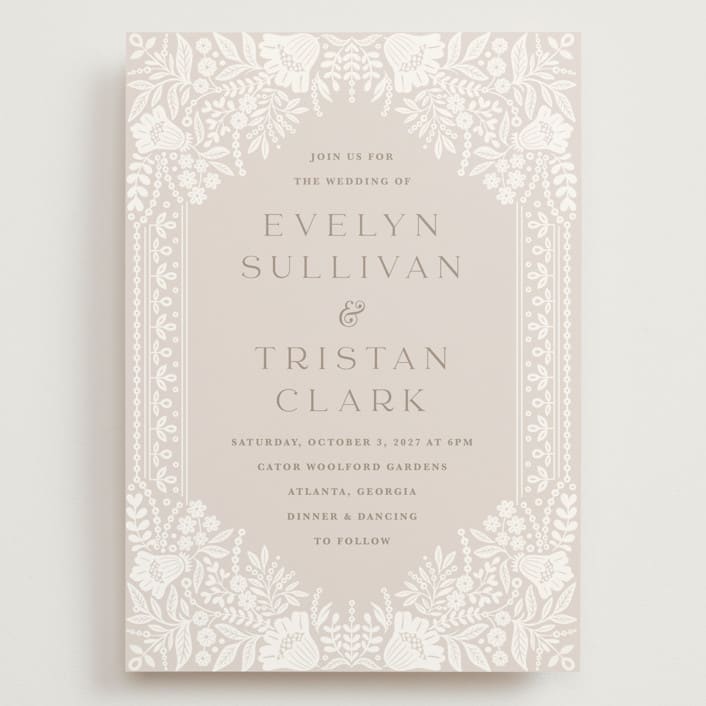 "Lace Trim" - Wedding Invitations in Cream by Kristen Smith - Front