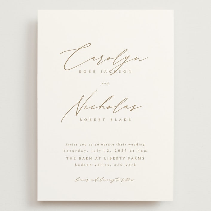 "Napa" - Wedding Invitations in Golden by Kelly Schmidt - Front