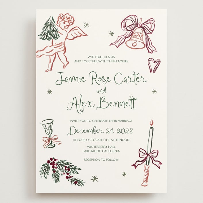 "Holidays ink doodles" - Wedding Invitations in Enchanted Holiday by Cass Loh - Front