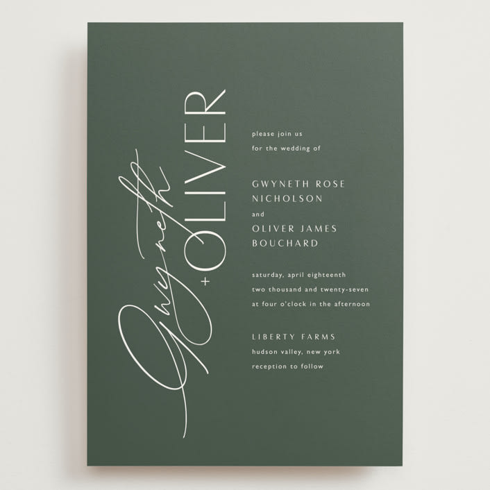 "Flip" - Wedding Invitations in Forest by Kelly Schmidt - Front