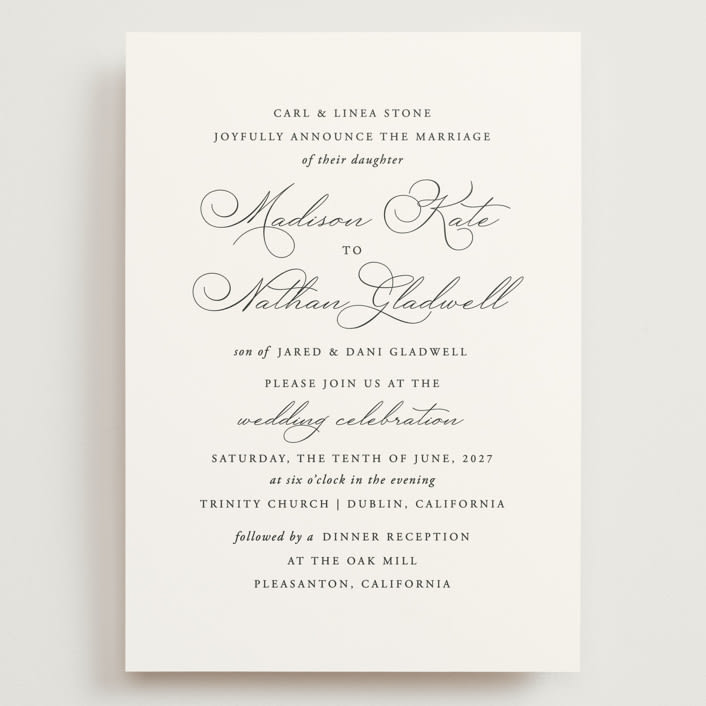 "Organza" - Wedding Invitations in Linen by Jill Means - Front