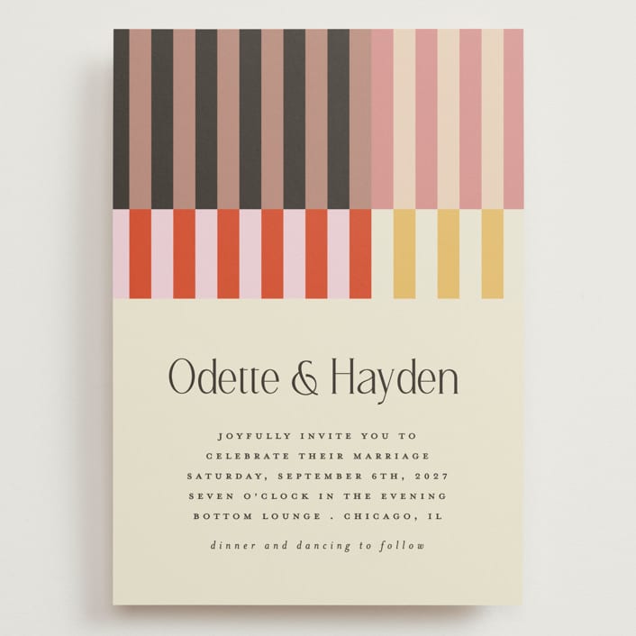 "Quilted Grid" - Wedding Invitations in Petal by Morgan Kendall - Front