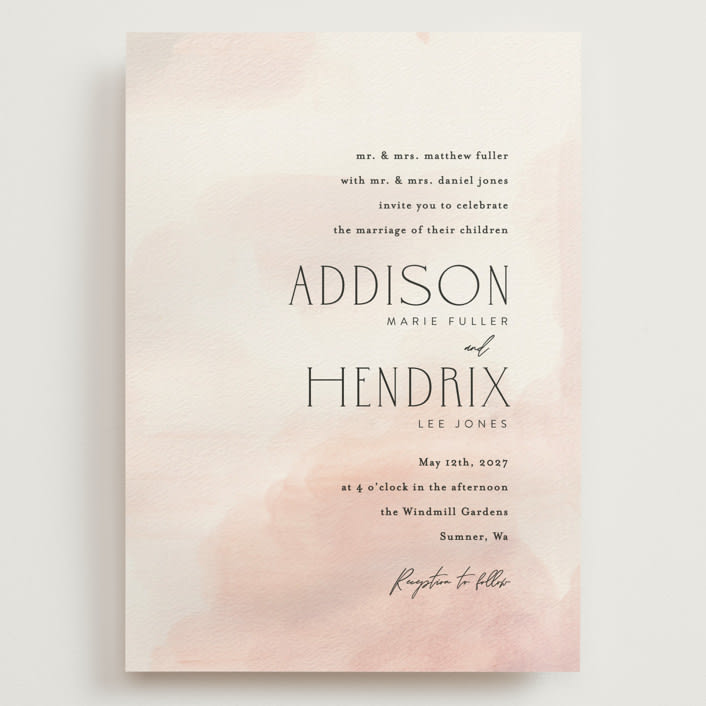 "First light" - Wedding Invitations in Blush by Itsy Belle Studio - Front