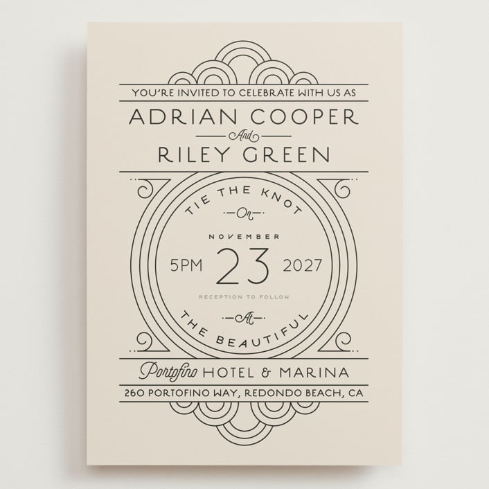 "Deco Nouveau" - Wedding Invitations in Cream by GeekInk Design - Front