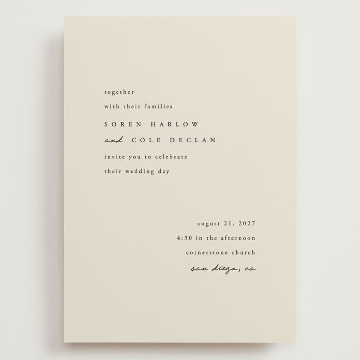 "Simply" - Wedding Invitations in Linen by Brianne Larsen - Front