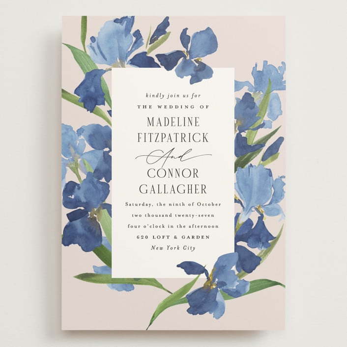 "Irises" - Wedding Invitations in Natural by Everett Paper Goods - Front