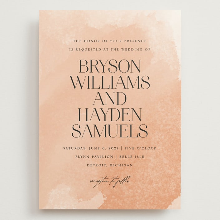 "Swept" - Wedding Invitations in Blush by Snow and Ivy - Front
