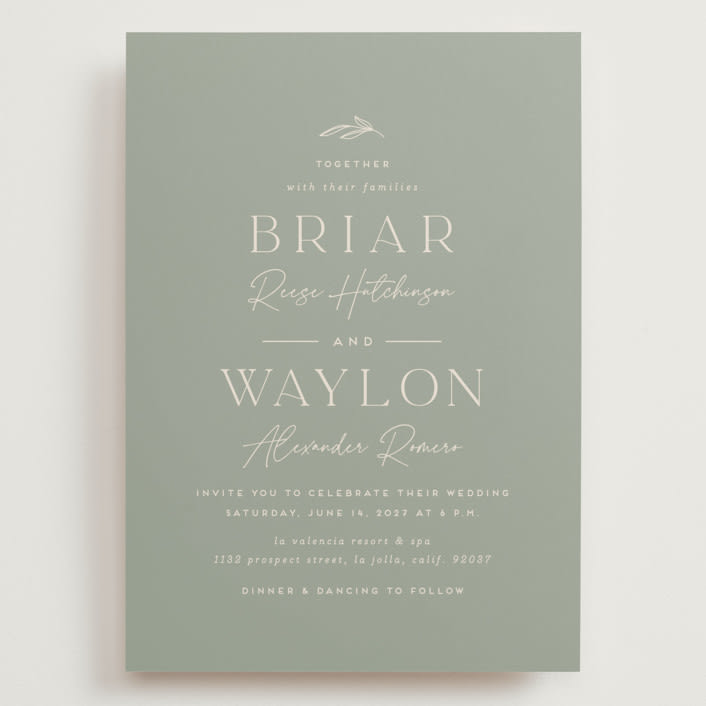 "Soft Arch" - Wedding Invitations in Sage by Erica Krystek - Front