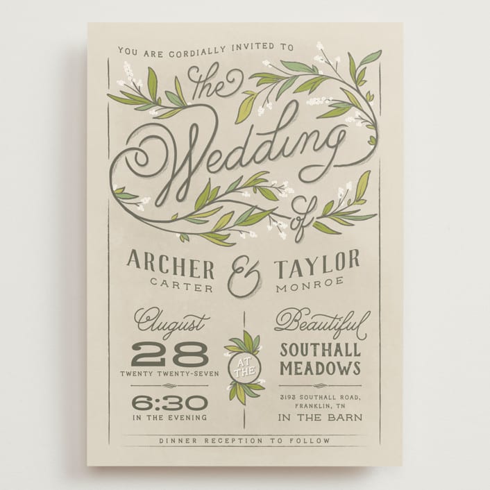 "Rustic Love" - Wedding Invitations in Parchment by GeekInk Design - Front