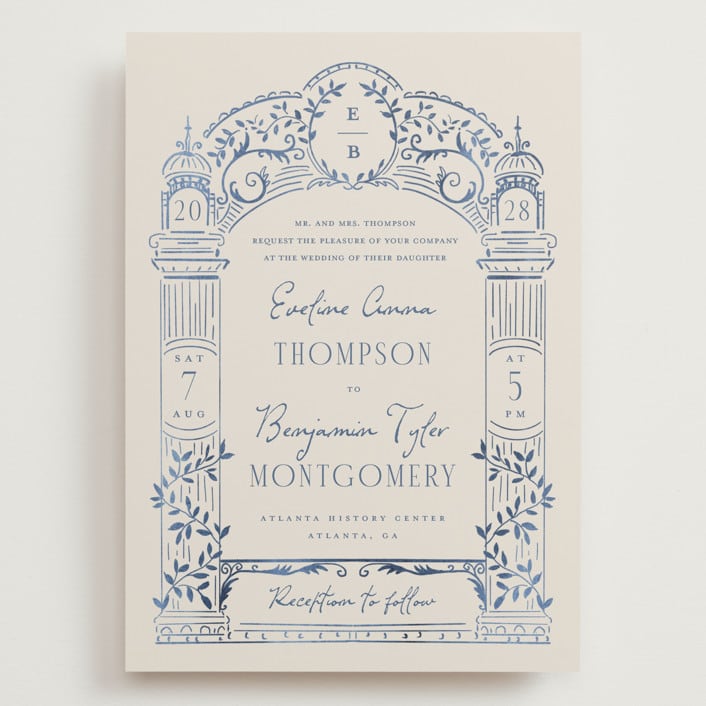 "Pavilion" - Wedding Invitations in Navy by Petra Kern - Front