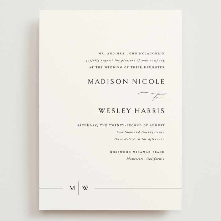 "Align" - Wedding Invitations in Cotton by Jennifer Postorino - Front