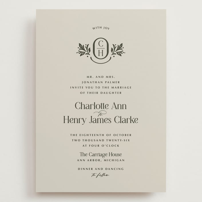 "Litterateur" - Wedding Invitations in Natural by Karen Glenn - Front